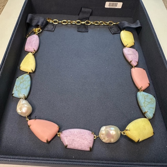 Lele Sadoughi Statement Necklace
Colorblock Stones Pearls Pastel Chunky Gold Y2K - Picture 1 of 4